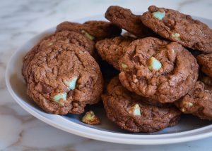 double chocolate and mint cookies