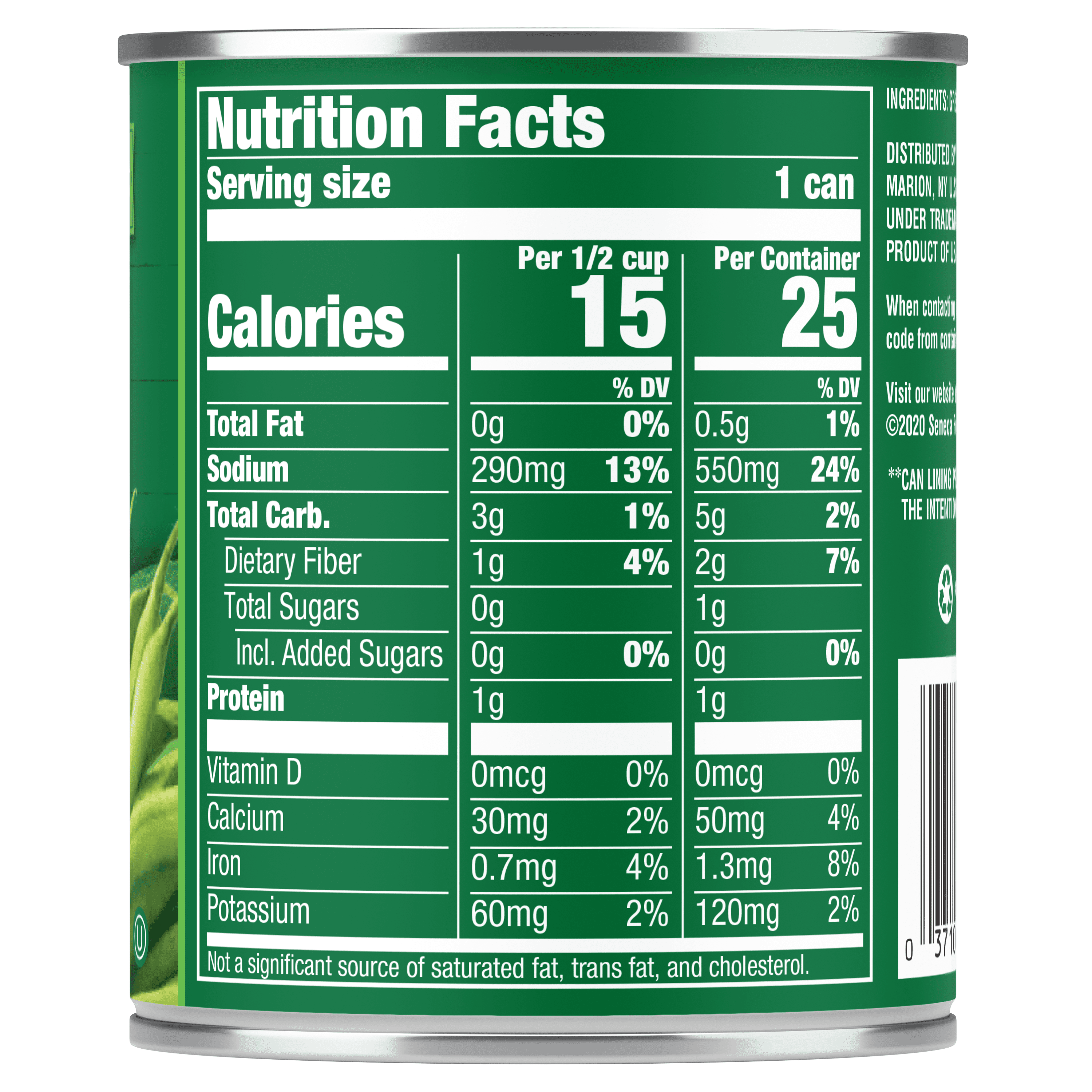 how many cups in a can of green beans