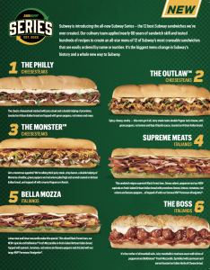 what are the six new sandwiches at subway
