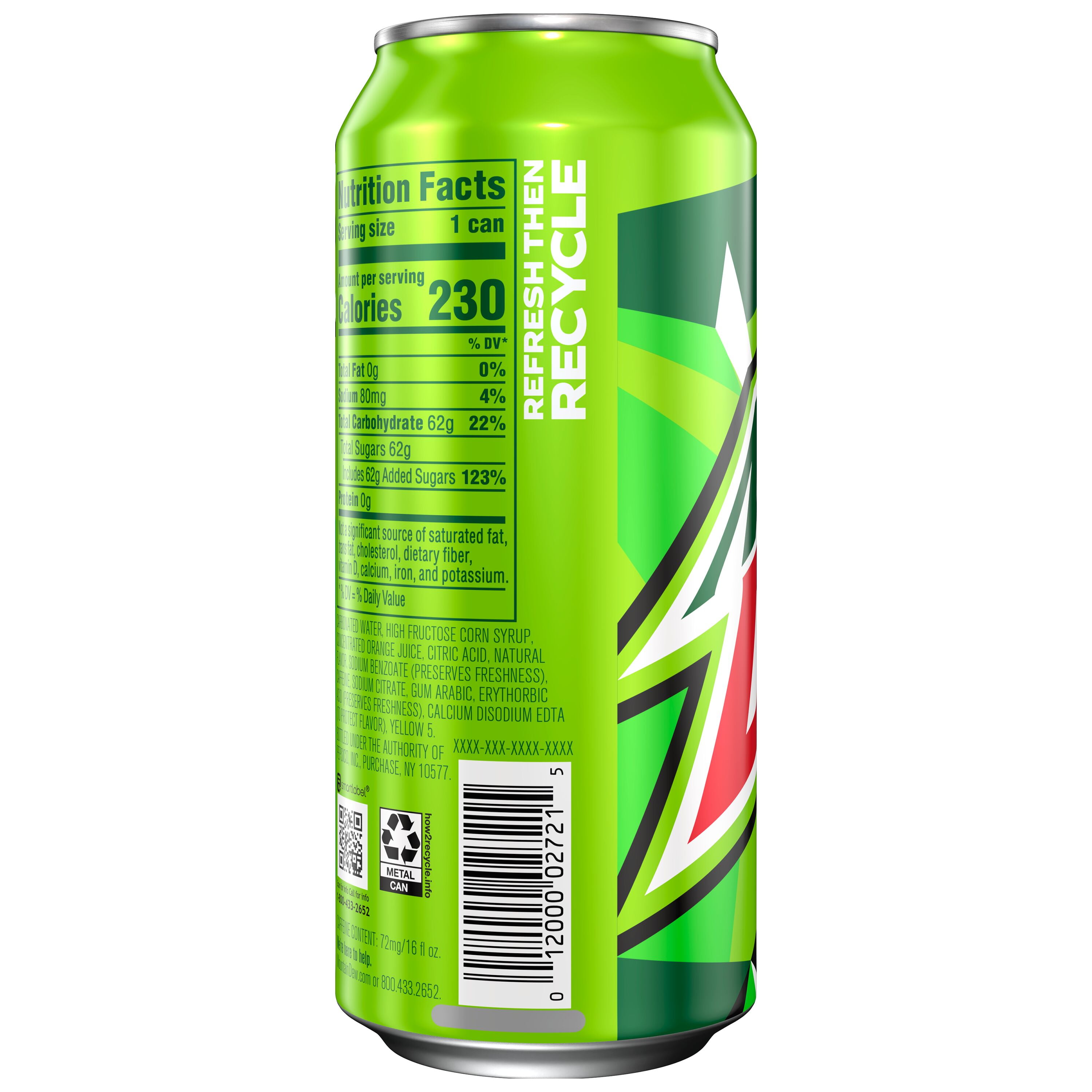 how much iron is a can of mountain dew