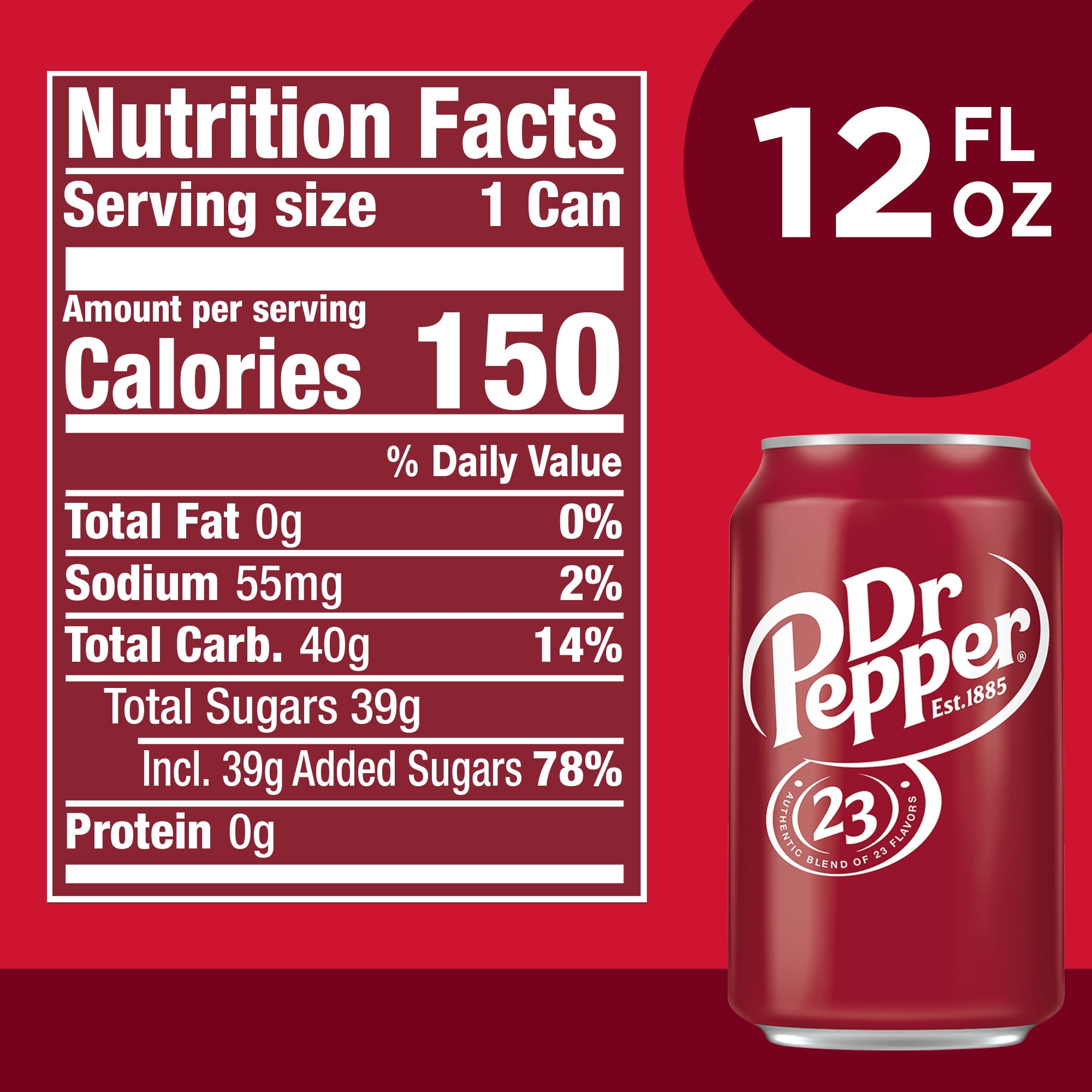 how much sugar is in can of dr pepper