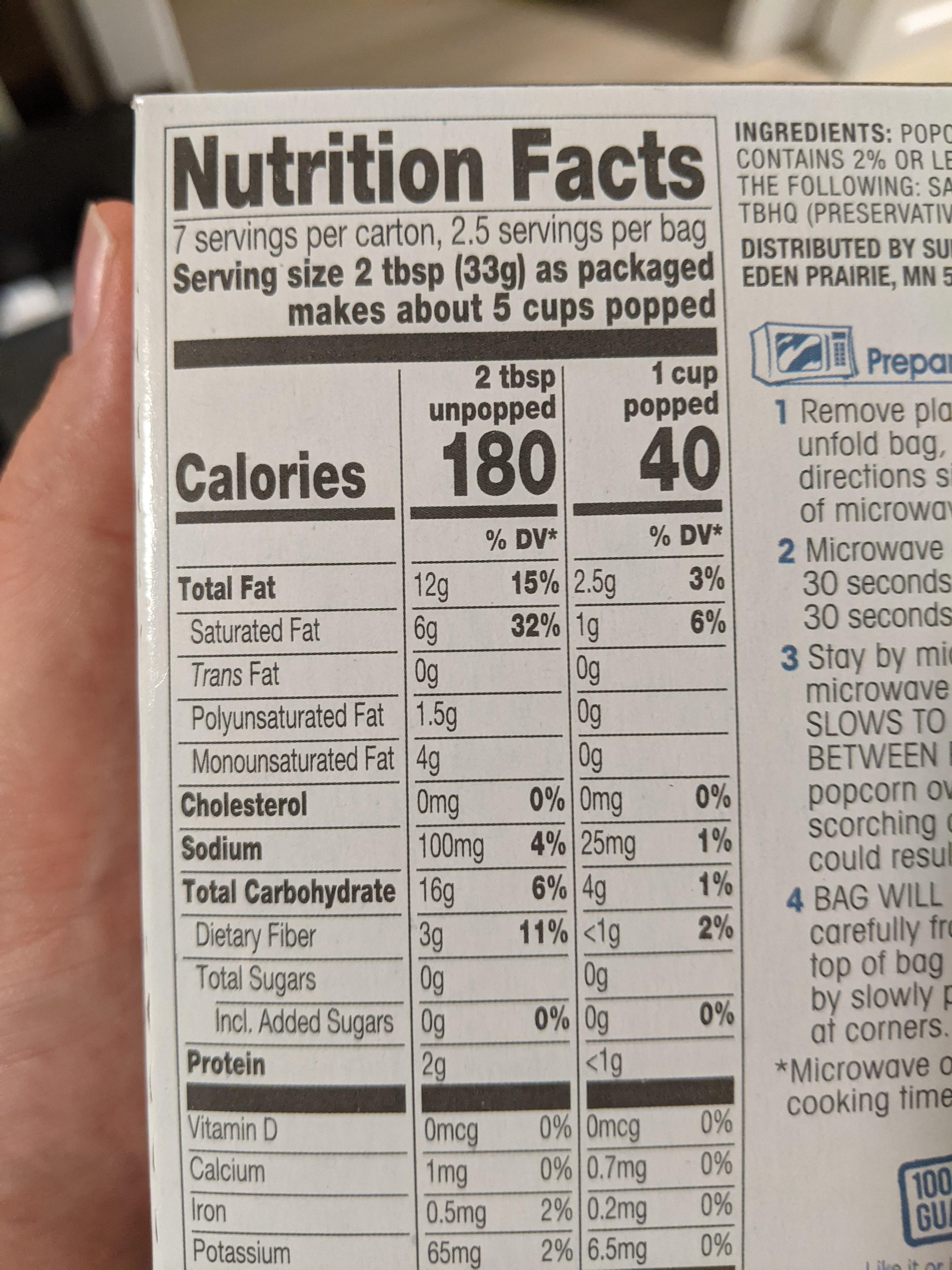 how many calories in a bag of popcorn