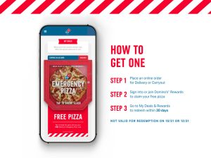 dominos free pizza emergency