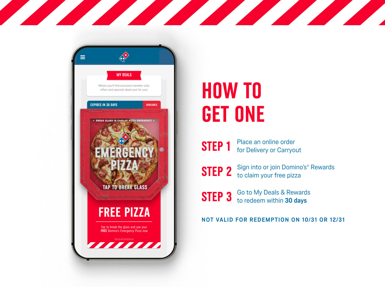 dominos free pizza emergency