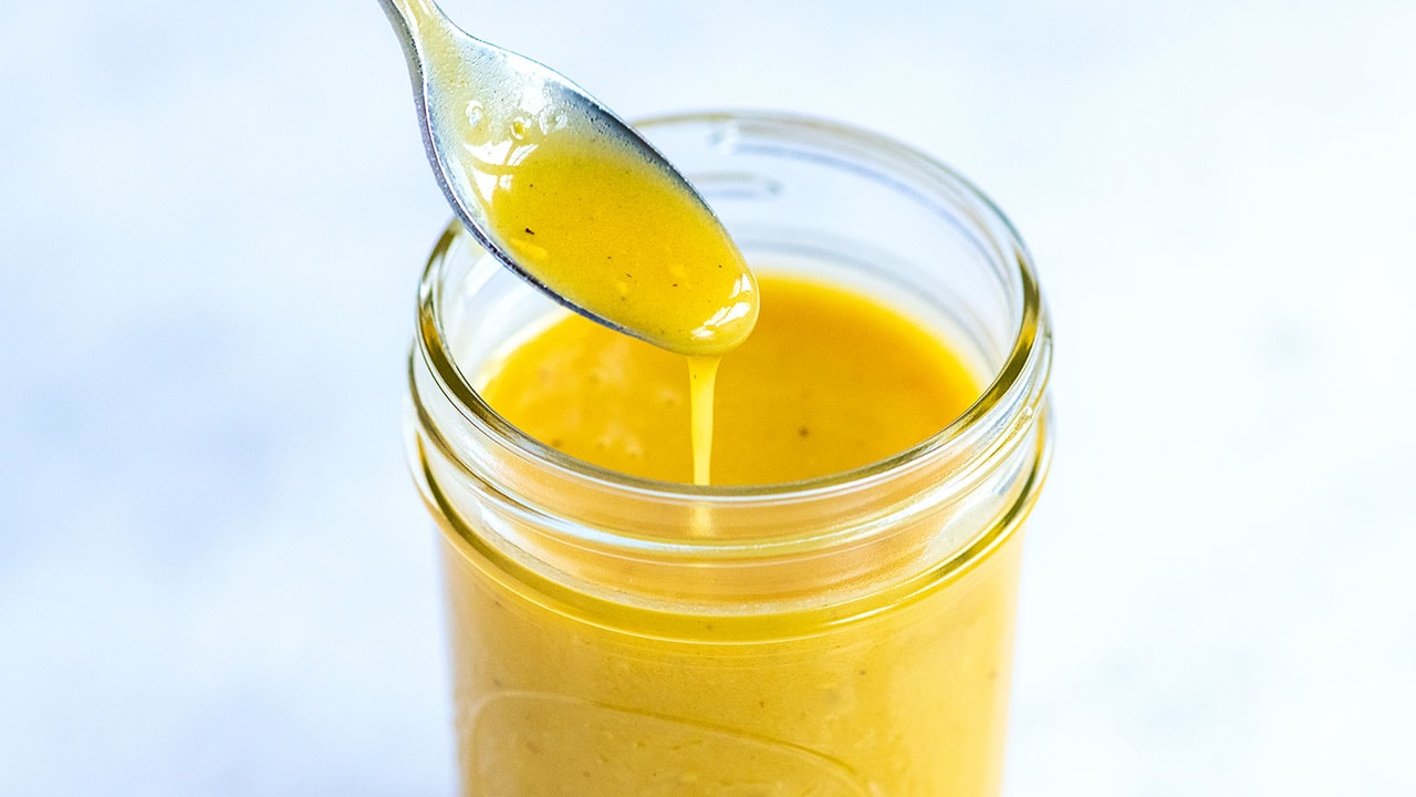 mustard-based sause with honey and vinegar