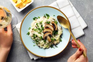when does the wine go in risotto