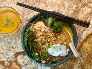 what are teh green herbs in ramen