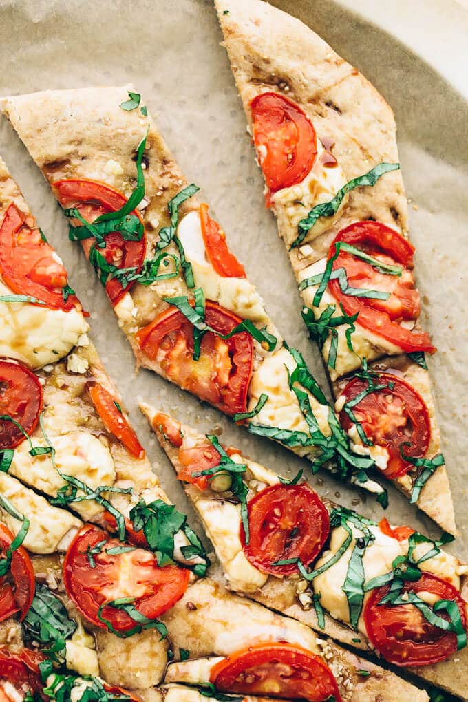 is caprese pizza protein vegan