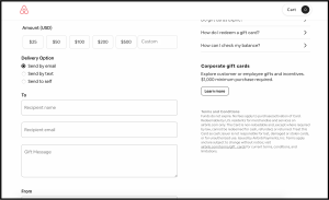 how to change the airbnb region to use giftcard