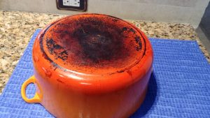 how to clean enameled cast iron