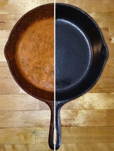 how to remove rust from cast iron