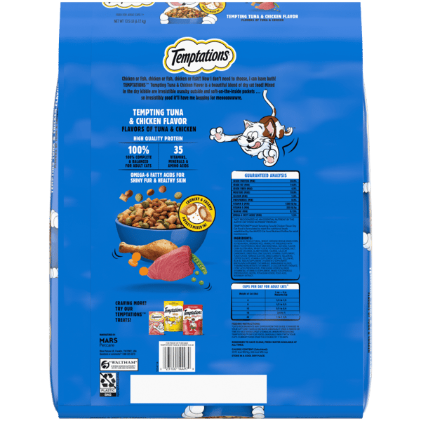 how many calories in temptation dry bag cat food