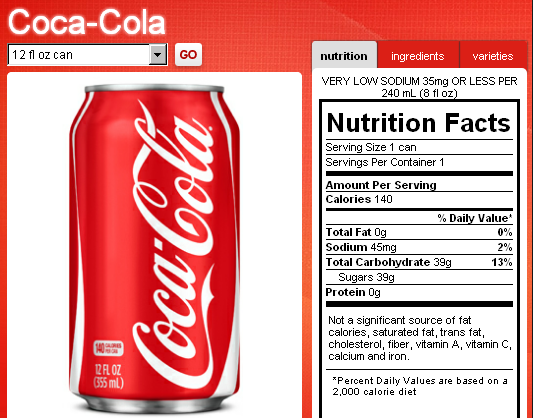 how many calories in a soda can