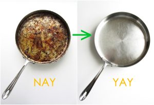 how to clean stainless steel pans