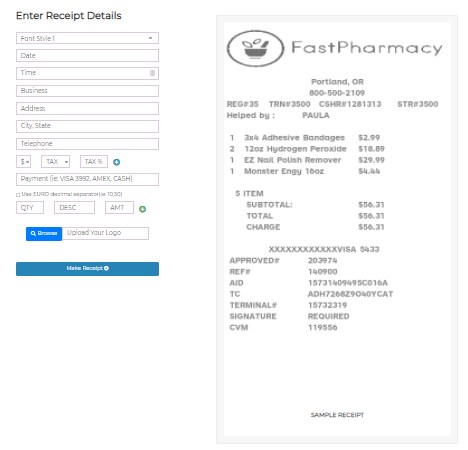 how to get receipt for a pharmacy purchase