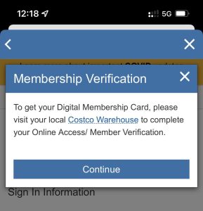 why i cant verify my costco membership on app