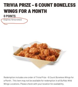 how much money is 1000 points buffalo wild wings