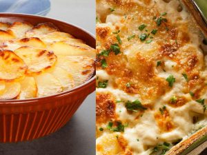 what’s the difference between scalloped potatoes and potatoes au gratin